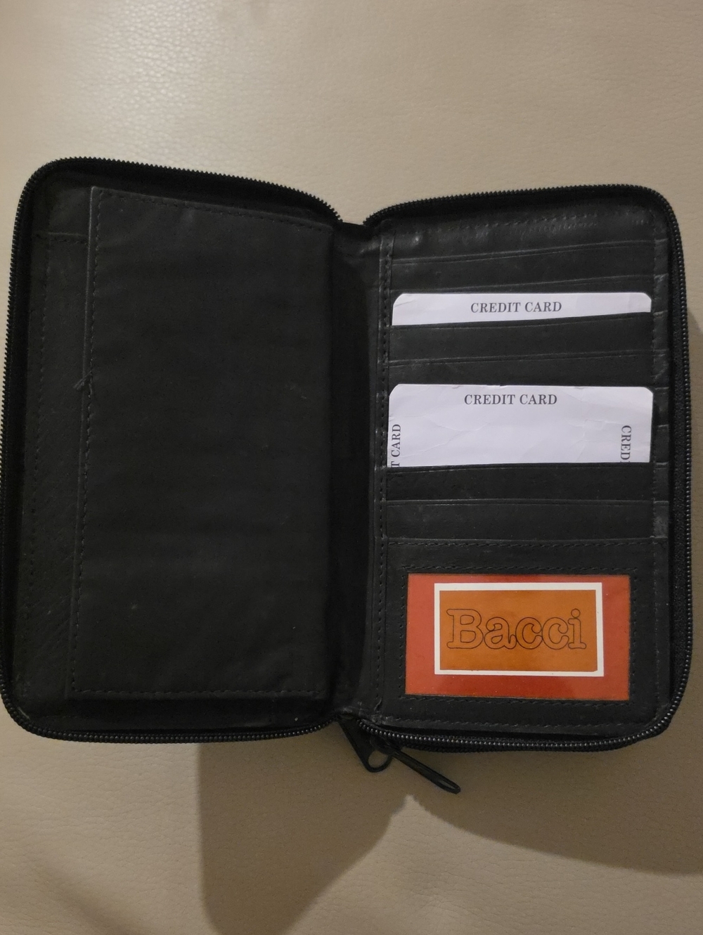 Bacci Black Zip-Around Women's Wallet with Multiple Card Slots